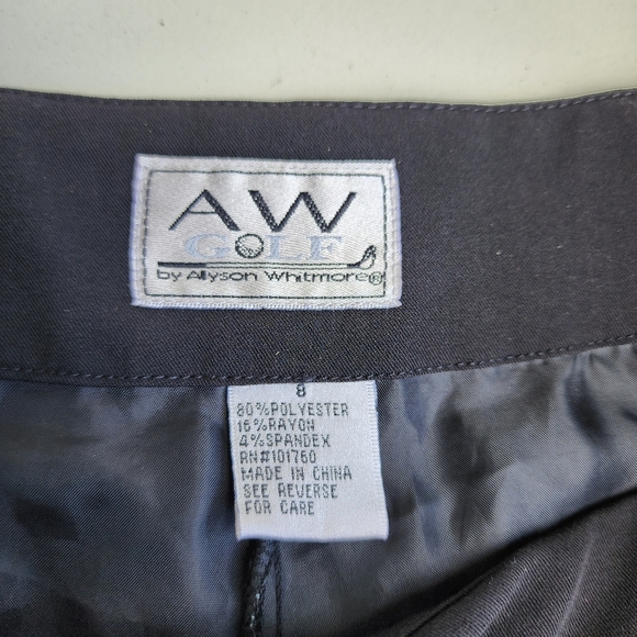AW GOLF SKORT SKIRT BY ALLYSON WHITMORE Black POCKETS Adjastable Waist Sz 8 - Picture 8 of 11